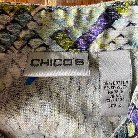 Chico's Snakeskin Moto Women's Metallic Iridescent Zip Up Jacket Size 2/L/12 - Picture 3 of 4